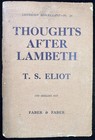 1931 TS Eliot Thoughts After Lambeth 1st Edition Book