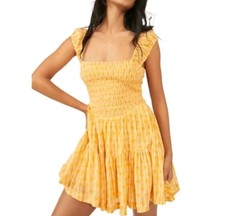Free People Sweet Annie Cotton Mini Dress Yellow Size XS NWOT