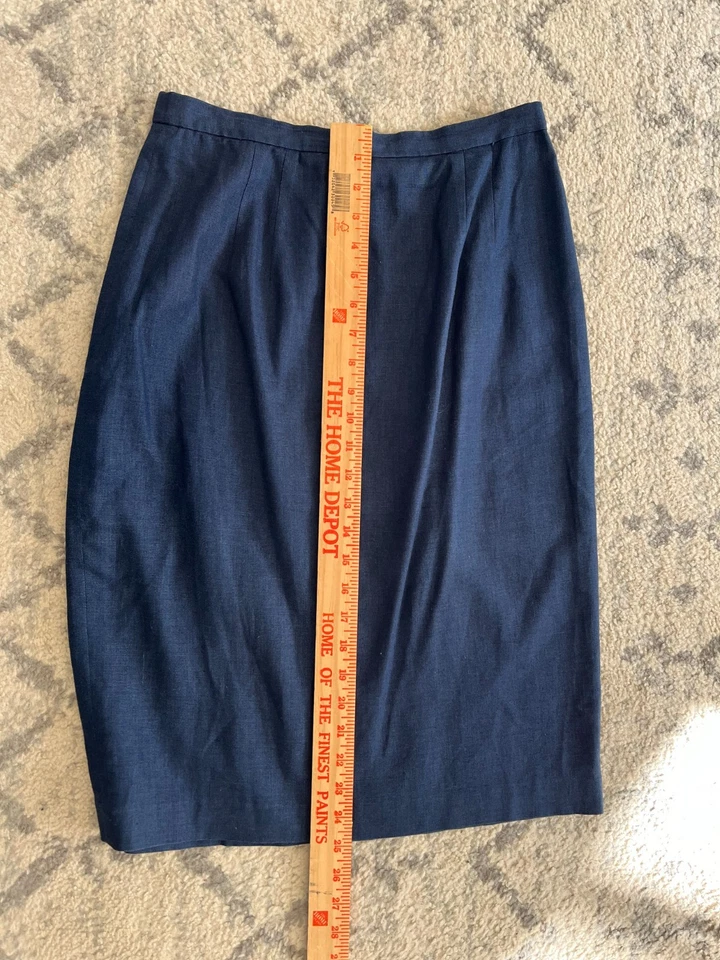 复古海军蓝内衬裙 10 码亚麻混纺 — 第 4/4 张图片