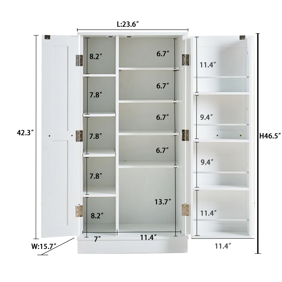Kitchen Pantry Storage Cabinet,Freestanding Cupboard w/Door & Adjustable Shelves - Image 3 of 4