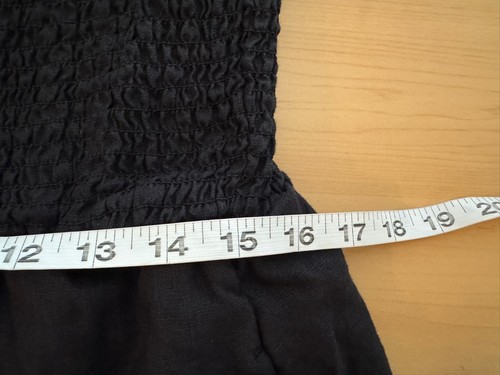 J.Crew Womens Puff-Sleeve Smocked Linen Mini Dress Black Teen Size XL - Afbeelding 16 van 18