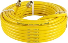 100FT 1/2" CSST Gas Line 1/2In Natural Flexible Gas Line with 2 Male Adapter Fit