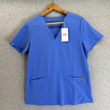 FIGS Casma Three Pocket Scrubs Top Womens Small Sky Blue V-Neck PO 1507 NWT NEW