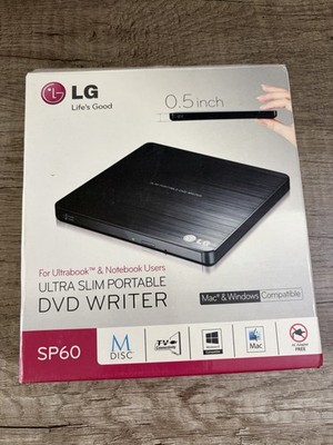 LG Ultra Slim Portable DVD Writer SP60 Windows and Mac Compatible