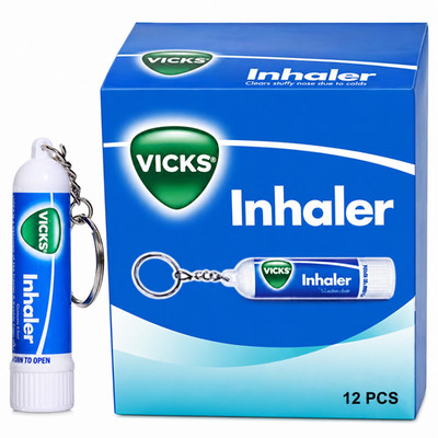 Vicks Nasal Inhaler Travel Size With Keyring Portable Pack of 12 0.02oz/0.5ml