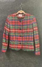 Vintage 90s Pendleton Women's Multicolor Plaid Virgin Wool Blazer Jacket Sz 10P
