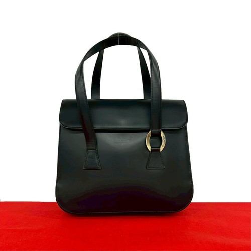 Christian Dior Vintage Logo Leather Handbag Black Used From Japan