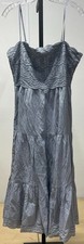 American Eagle Women's Size L Blue Cotton Dress Scalloped Tiered Midi Dress NWT