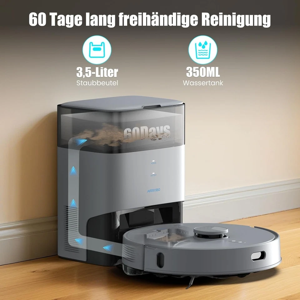 AIRROBO T25+ 5500PA Saugroboter mit Wischfunktion und Absaugstation 240min APP - Bild 2 von 4