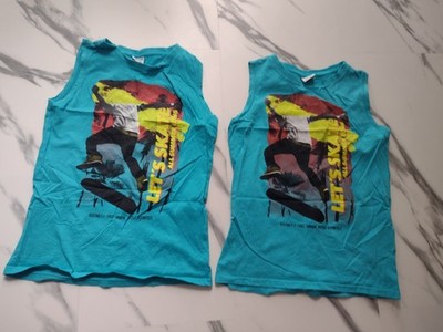 2x Kinder Jungen Tanktop ärmelloses Shirt Muskelshirt Gr. 146/152 Zwillinge Set