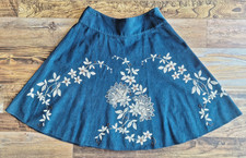 Vintage Y2K Talbots Corduroy Cotton Floral-Beaded A-Line Skirt Green Women's 12