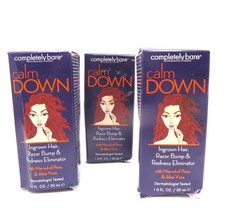 COMPLETELY BARE CALM DOWN INGROWN HAIR RAZOR BUMP REDNESS ELIMINATOR 1 OZ 3 PACK