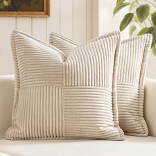 Decorative Throw Pillow Covers for Couch Bed Livingroom 20x20 Inch Set of 2 Beig