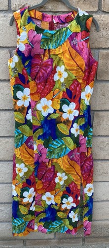 Vintage Dress Colorful Floral Tiki Aloha Hawaiian Style Maybbe Handmade Homemade - Picture 5 of 24