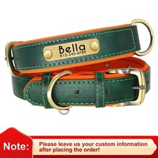 Soft Leather Personalized Dog Collar ID Tag Engraved for Small Medium Large Dogs