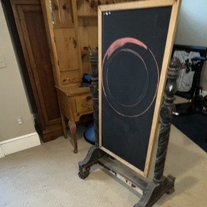 Ornate Standing Framed Chalkboard Rectangle Wood Black Brown Carved Base