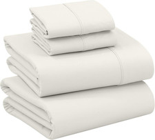 RUVANTI 100 Cotton Full Size Bed Sheets, 4 Pieces, Soft  Breathable Percale We