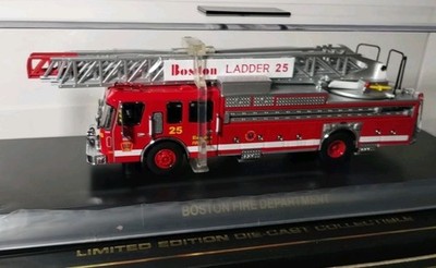 Code 3 E-One # 12847 Boston Fire Truck Rear Mount Ladder 25 1:64 Limited Edition