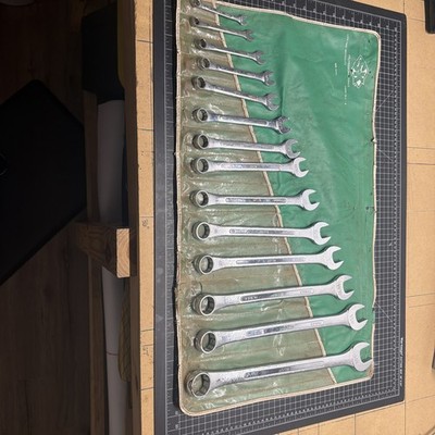 Vintage 14-Pc SK Tools No. 1714 Long Pattern SAE Combination Wrench Set USA RARE