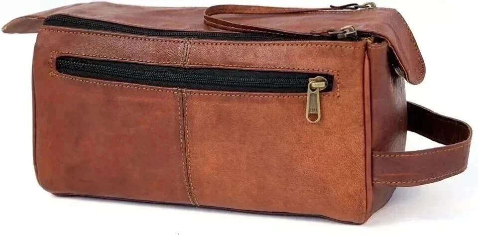 Vintage Genuine Goat Toiletry Bag Men Women