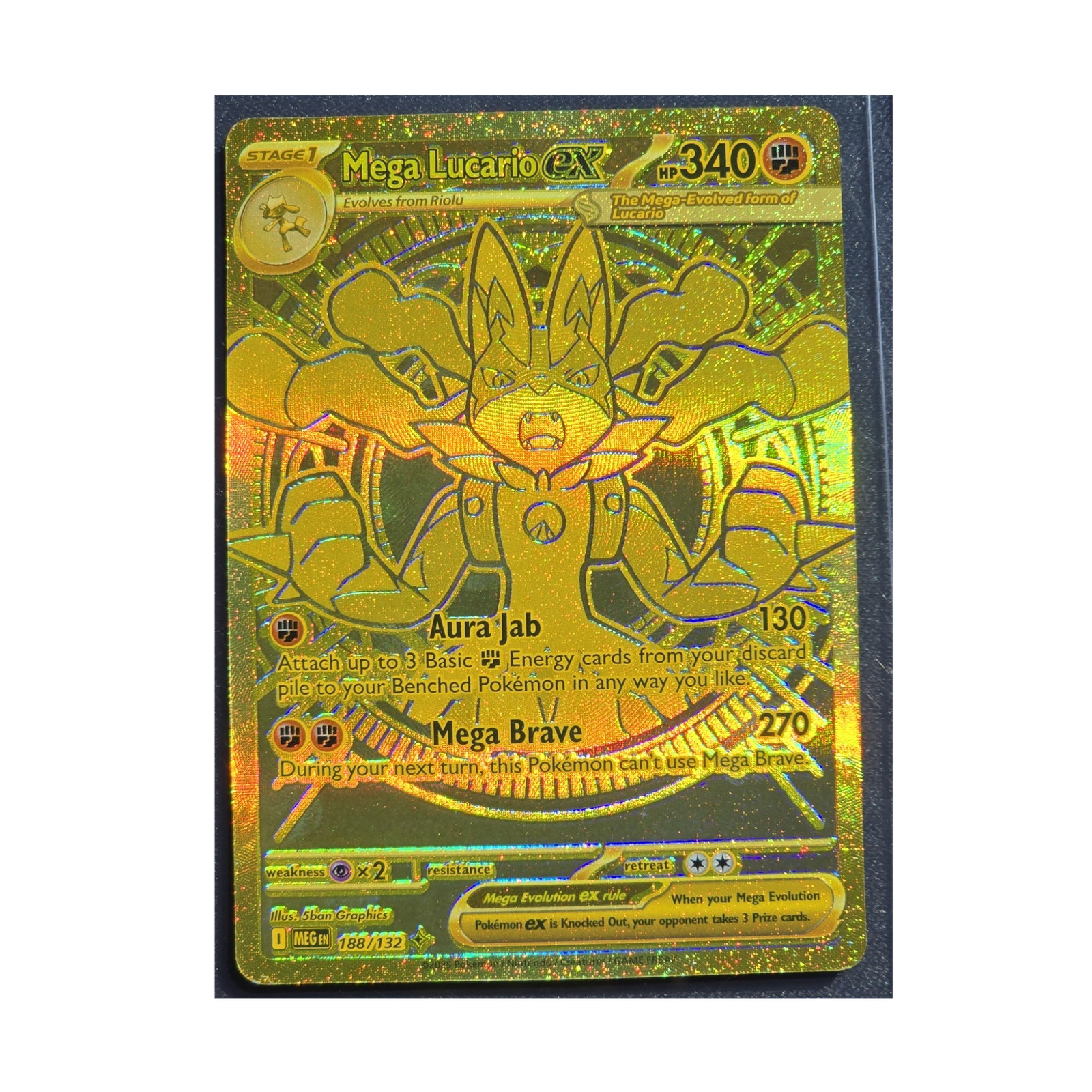 Pokémon Mega Lucario EX Full Art Holo 188/132 Mega Evolution