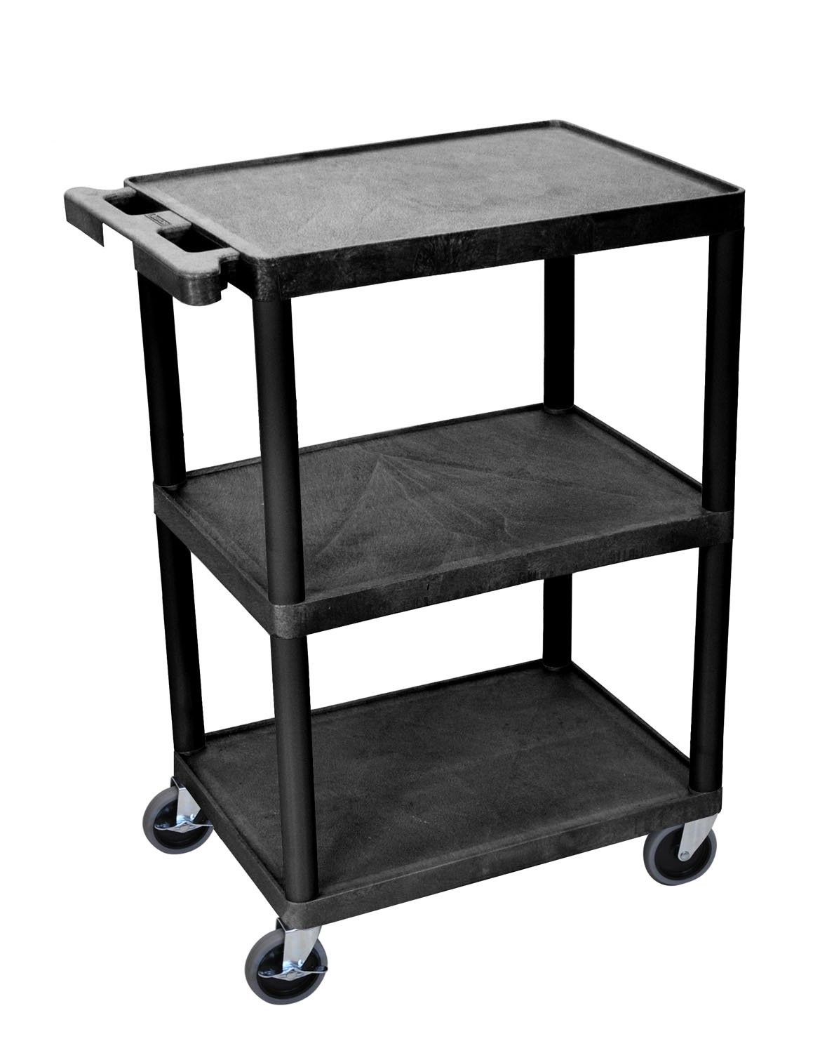 Luxor Workspaces 3-Shelf Utility Cart, Black STC222-B