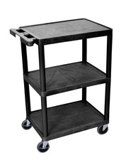 Luxor Workspaces 3-Shelf Utility Cart, Black STC222-B
