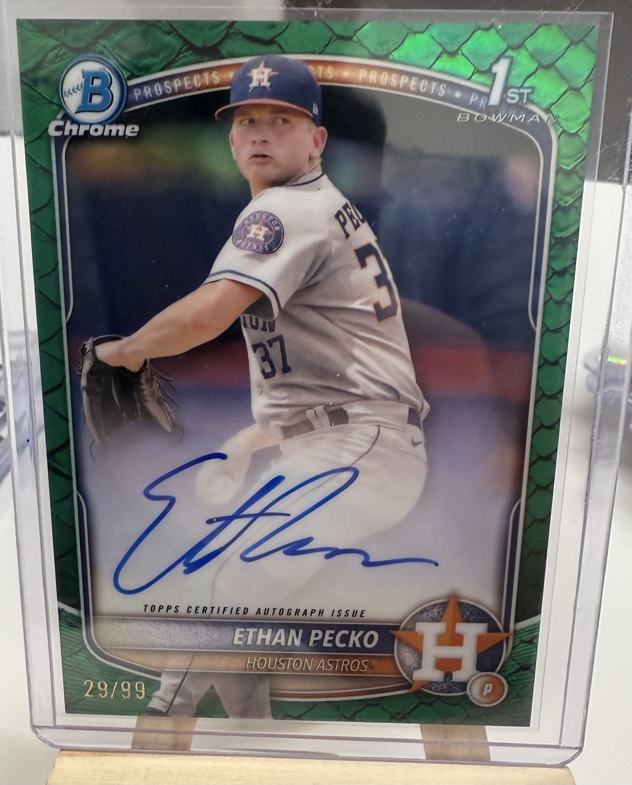 2025 Bowman Chrome 1st bowman Auto Ethan Pecko #CPA-EPE Green Reptilian /99 🔥🔥