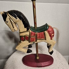 Vintage Carved Wood Carousel Horse Folk Art Hand Painted Figurine 10" x 8"