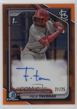 2024 Bowman Chrome Prospect Orange Refractor 21/25 Felix Taveras Auto 4f5
