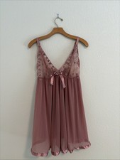 NEW Pink Babydoll Chemise Nightgown 2x Lace Feminine Bow Princess Coquette