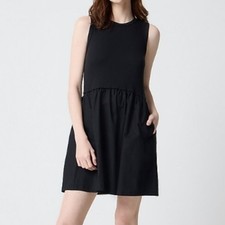 J.Crew Factory Knit Mixy Mini Dress XS Black Ribbed Fit Flare Capsule Chic