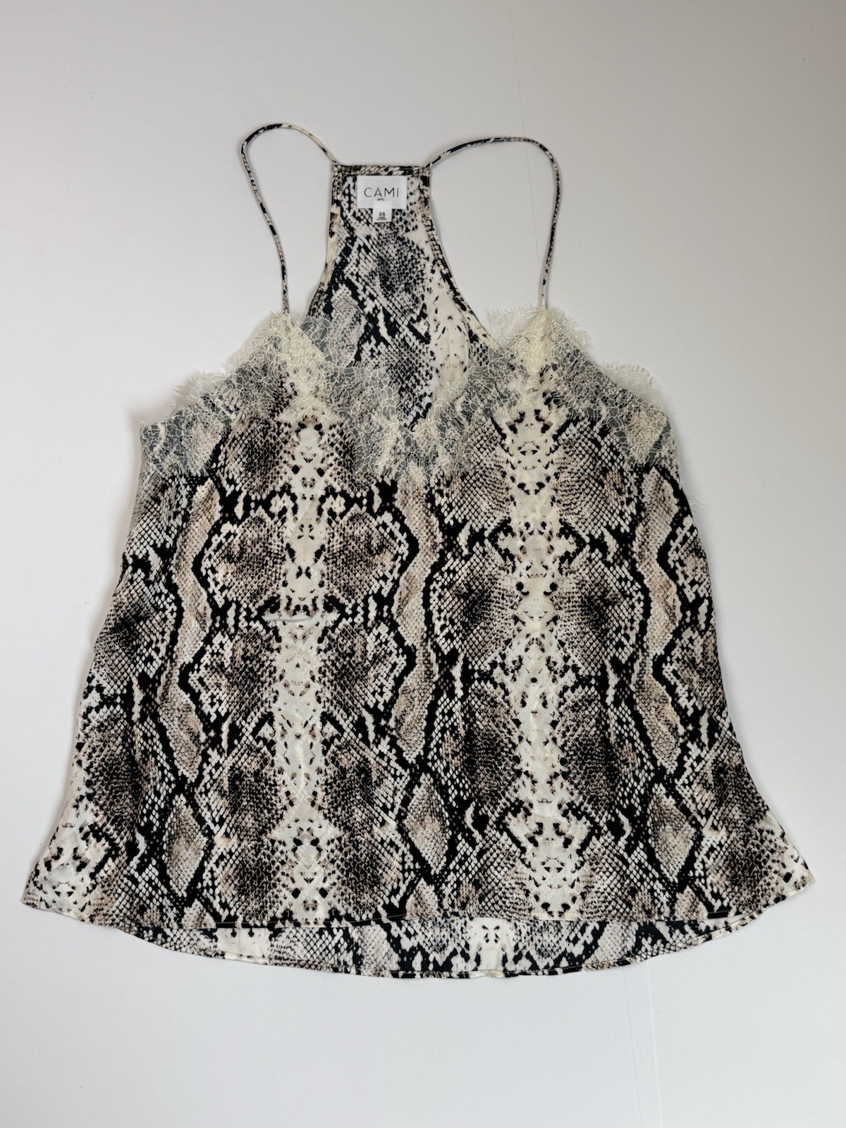Cami NYC The Racer Charmeuse Animal Print Snake Tank Top Silk Size XS