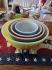 Vintage Set of 4 Pyrex Primary Colors Nesting Mixing Bowls