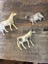 Vintage Lot Of 3 Celluloid Farm Animals 1940's. Horse Cow. Toys