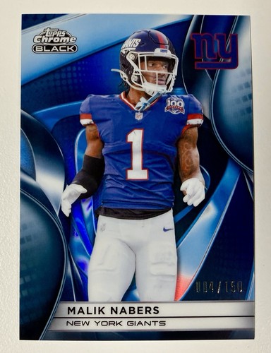 2025 Topps Chrome Black Malik Nabers True Blue Refractor /150 Color Match! #73