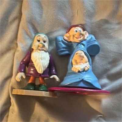 Disney Snow White Seven Dwarfs Figurines Set Purple and Blue Outfits