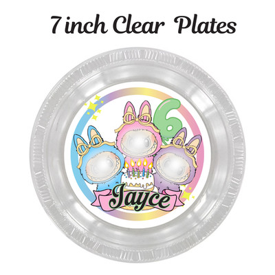 Cute Monster 7'' Clear Disposable Plates   Set of 12 | Birthday Party Decoration