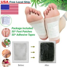 50Pads Detox Foot Patches Pads Lymphatic Drainage Ginger Body Toxins Cleansing