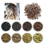 Silicone Lined Micro Beads Rings Link Tip Loop Hair Extensions 4mm, 4.5mm, 5mm