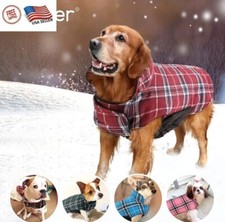 Warm Dog Coat, Reversible Dog Jacket Waterproof Dog Winter Coat British Style XL