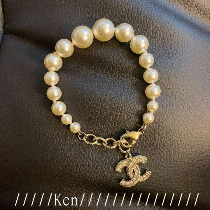 Vintage CHANEL Pearl Chain 9 Multistrand Wide Bracelet 