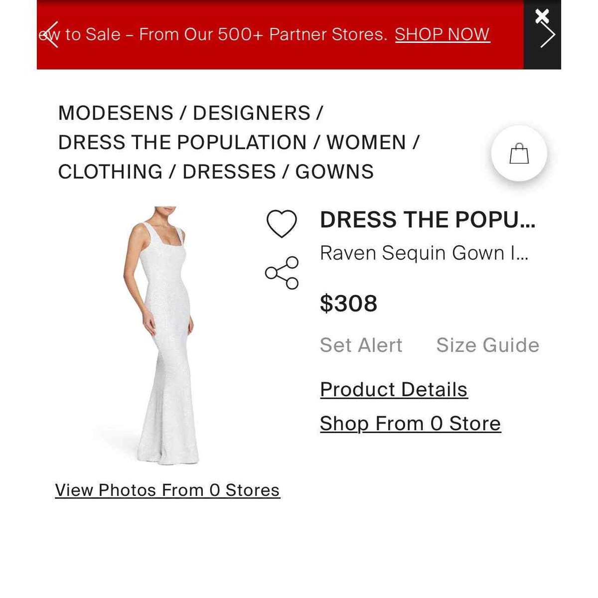 Dress the Population Sleeveless Raven Sequin Gown Dress White Women's Size  M NWT | eBay