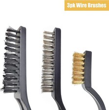 🔥3 Pcs Wire Brush Hand Set Rust Removal Nylon Steel Brushes Brass Clean Surface