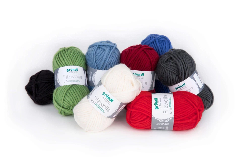 Filzwolle Uni von Gründl Wolle - (55,00€/1kg) viele Farben