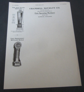 Old c.1910's CRANDELL NOVELTY Coin Operating Machines Letterhead WATLING