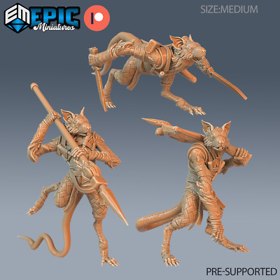 Epic Miniatures Goblin Caves x3 Rat Folk Rogue - 28mm scale Miniatures
