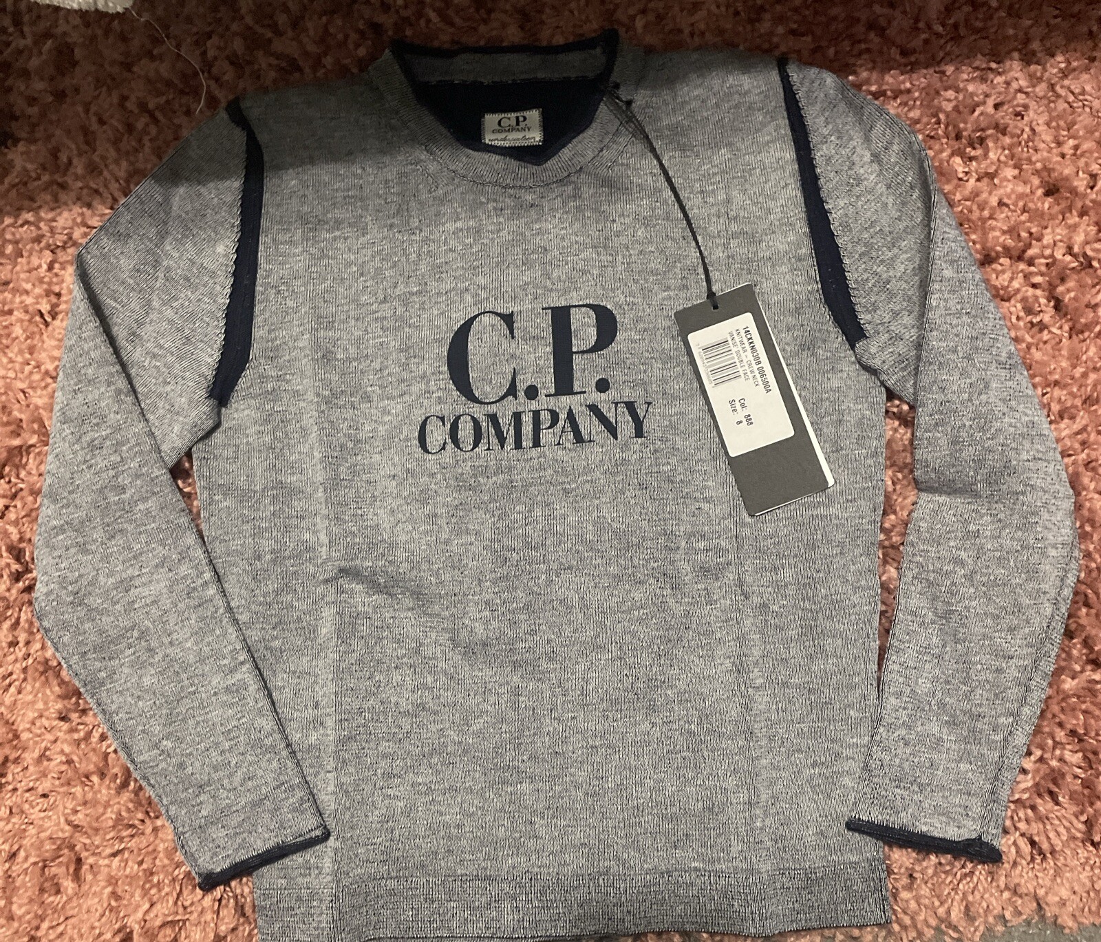 C.P. Company Boys Blue Crew Neck Jumper aged  7-8 Years BNWT RRP £167