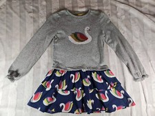 MINI BODEN SIZE Cm 140 9-10 Y Flip Sequin Swan Rainbow Tiered Ruffle Dress