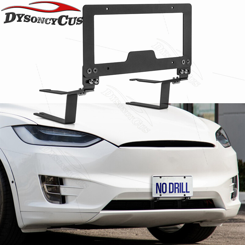 No-Drill Front License Plate Mount For 2016-2020 Tesla Model X - Black Aluminum 6 thumbnail image